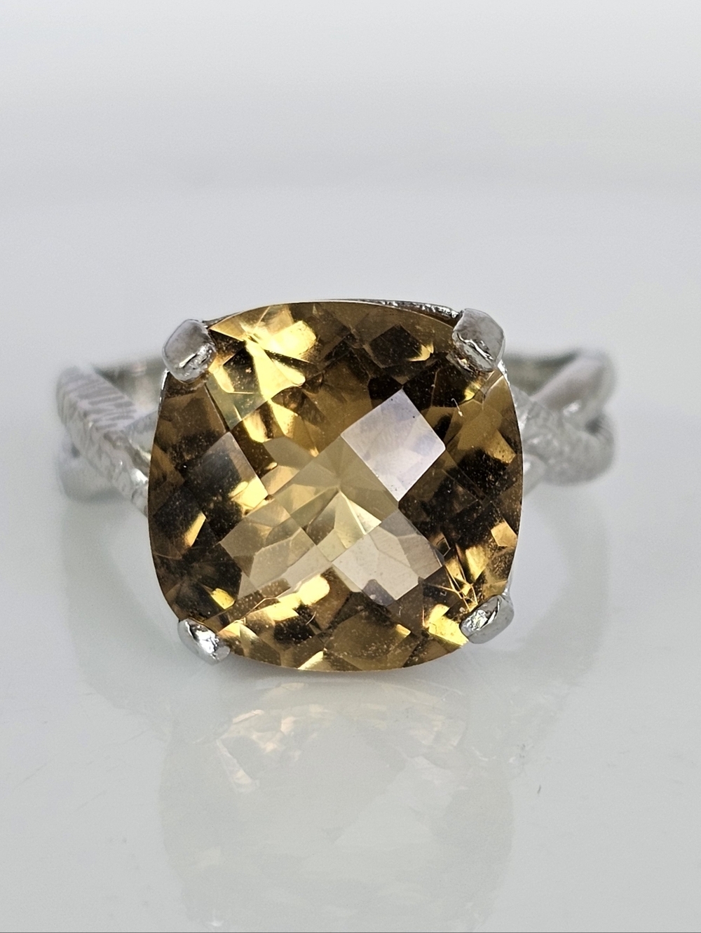 Natural Cushion Cut Citrine Sterling Silver Size 8 - Picture 3 of 10